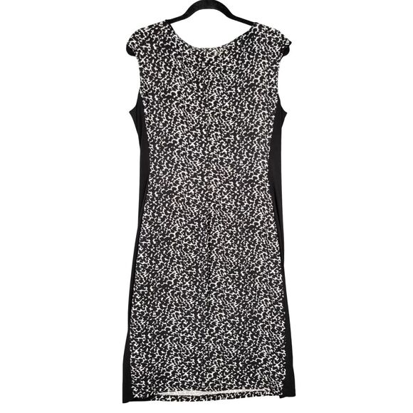 LAUREN RALPH LAUREN Black Abstract Slinky Knit Career Office Dress SIZE 12 - Picture 2 of 10